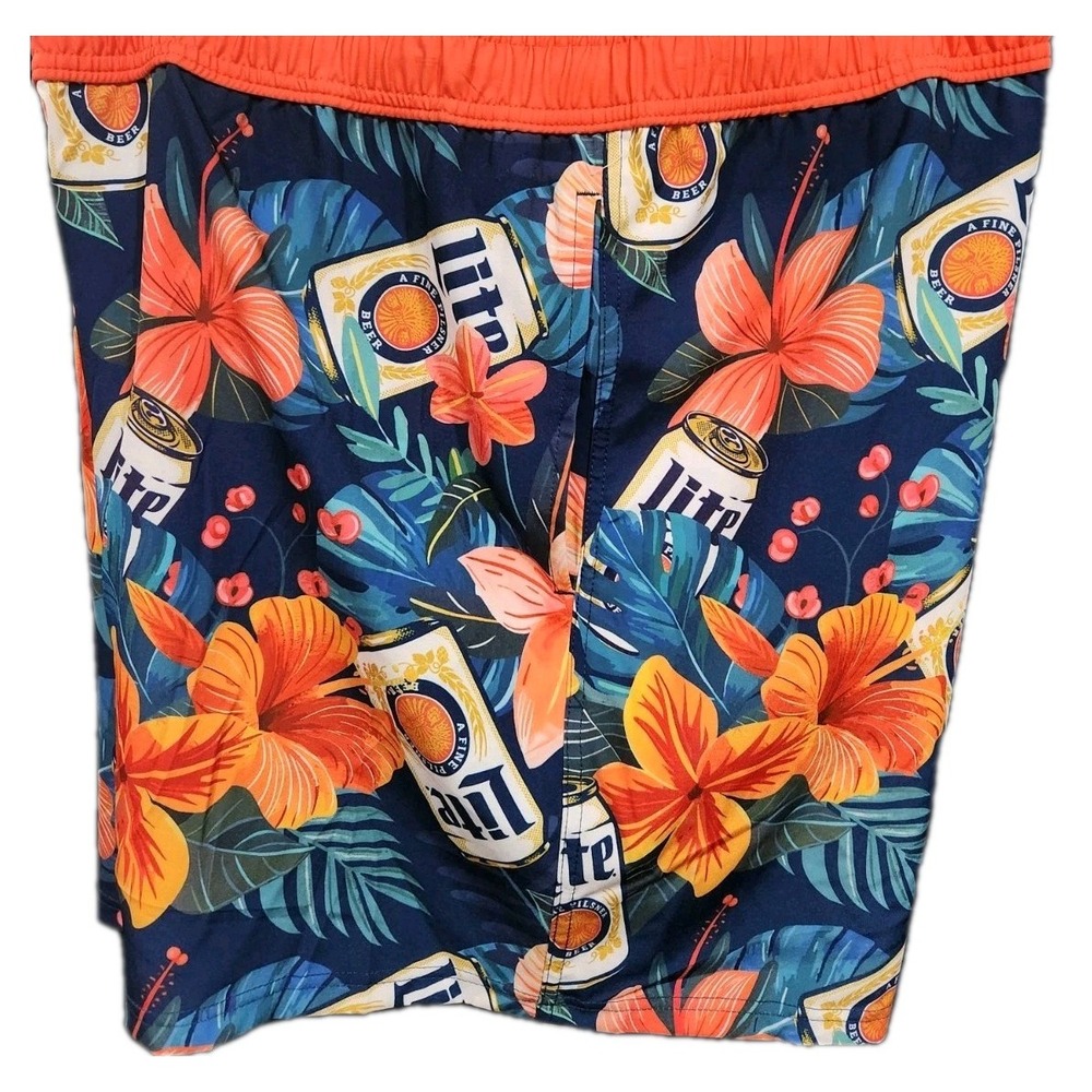 3X Navy and Orange The Lite‎ Tropics Men's Swim Trunks